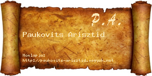 Paukovits Arisztid névjegykártya